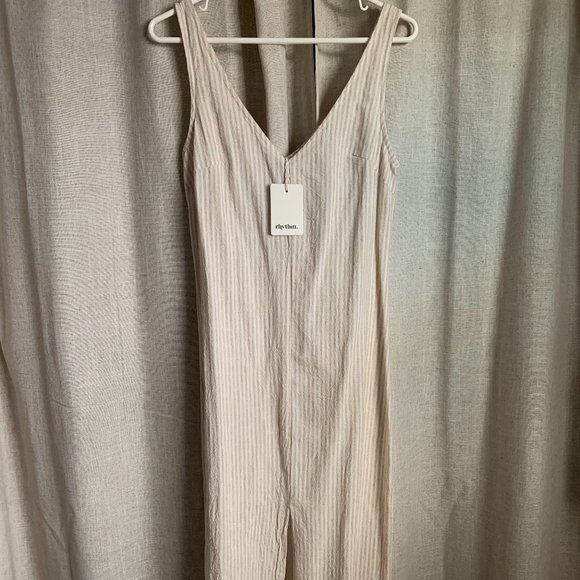 NWT Rhythm Midi stripe Dress with front slit - Picture 1 of 2